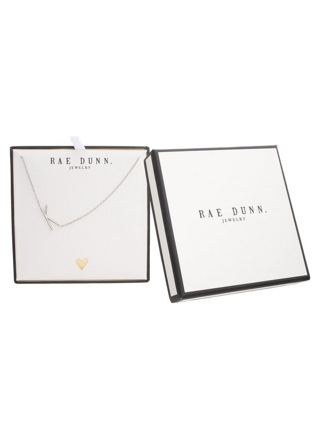 Rae Dunn 14K Gold Plated Brass Necklace - Sideways Initial Charm Pendant Delicate Chain Necklace For Women, Size K, White Plated Sideways  - Image 3