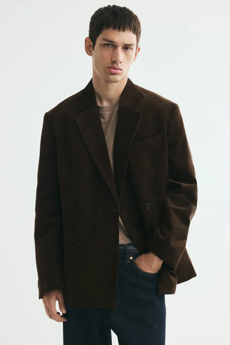 Relaxed Fit Double-breasted corduroy jacket
