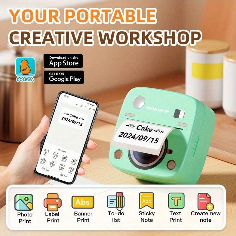C1 Mini Thermal Printer Black And White Printing Portable Sticker Maker With Stickers And Plain Paper For Photo Printing Organization Marking Crafting - Image 3