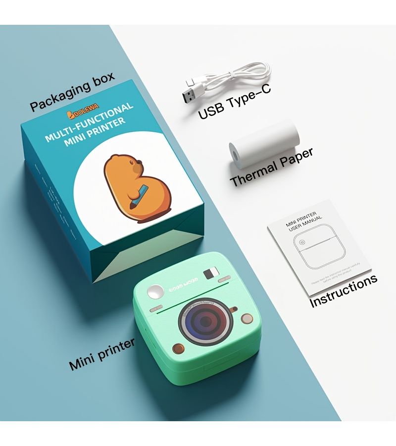 C1 Mini Thermal Printer Black And White Printing Portable Sticker Maker With Stickers And Plain Paper For Photo Printing Organization Marking Crafting - Image 1