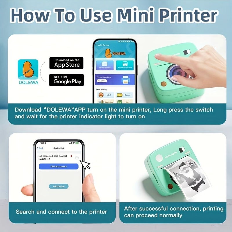 C1 Mini Thermal Printer Black And White Printing Portable Sticker Maker With Stickers And Plain Paper For Photo Printing Organization Marking Crafting - Image 2