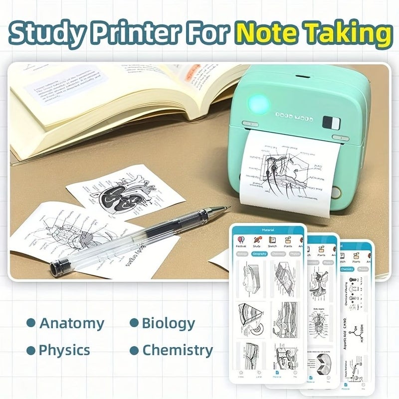C1 Mini Thermal Printer Black And White Printing Portable Sticker Maker With Stickers And Plain Paper For Photo Printing Organization Marking Crafting - Image 5