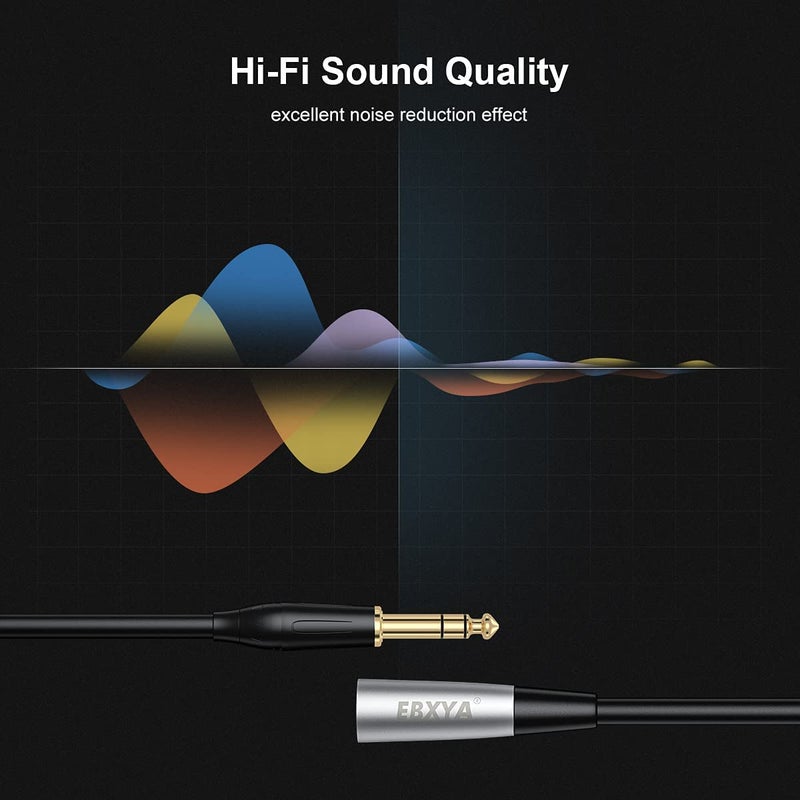 EBXYA كابل ميكروفون متوازن 1/4" TRS إلى XLR ذكر بطول 6 أقدام، XLR إلى جاك 6.35، عبوتين - Image 5