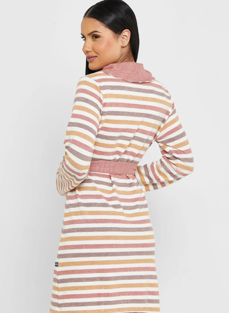 NAUTICA Striped Tie Detail Robe