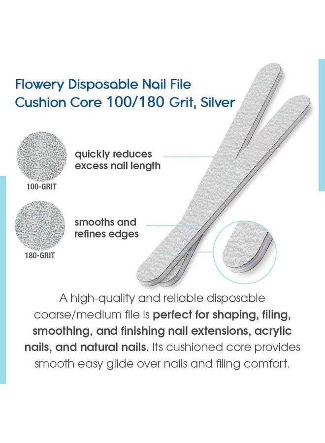 Flowery Disposable Nail File Cushion Core 100180 Grit Silver Pack Of 100  - Image 4