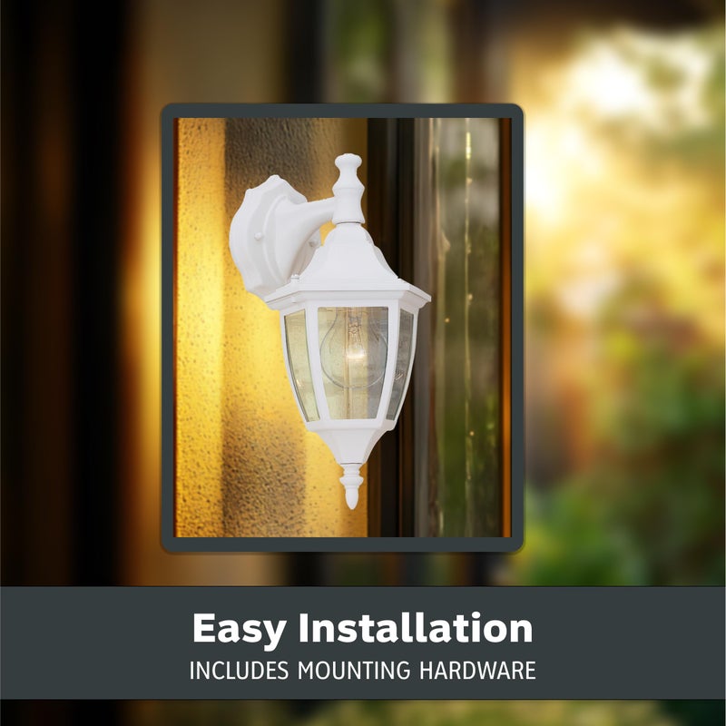 Designers Fountain Waterbury Outdoor Light Fixture, 14.25 Inch Exterior Wall Lantern Sconce for Front Door, Patio and Porch, White, 2461-WH - Image 5