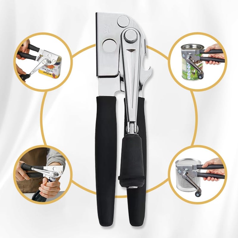 Nufr Crank Can Openers Manual Heavy Duty Commercial Can Opener With Rubber-Coated Long Handles - Image 3
