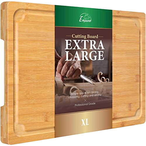 Extra Large Cutting Board 176 Bamboo Cutting Boards for Kitchen with Juice Groove and Handles Kitchen Chopping Board for Meat Cheese board Heavy Duty Serving Tray XL Empune