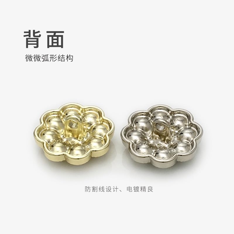 Metal Buttons, 15-22MM 20 PCS Gold/Silver Pearl Flower Buttons Coat Pearl Buttons for Sewing - Image 5