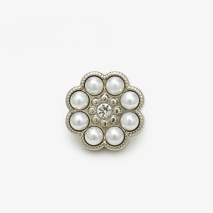 Metal Buttons, 15-22MM 20 PCS Gold/Silver Pearl Flower Buttons Coat Pearl Buttons for Sewing - Image 1