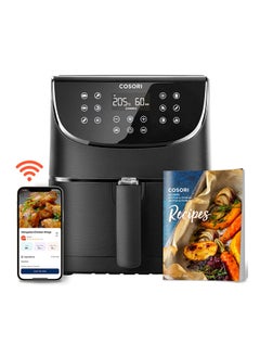 Digital Smart Air Fryer CS158-AF-BLK Oven Combo 5.5L Max Xl Large Nonstick Basket Cooker One-LED Display with Touch Screen Dishwasher-Safe Square Design Basket with Free Recipes Cookbook, Black