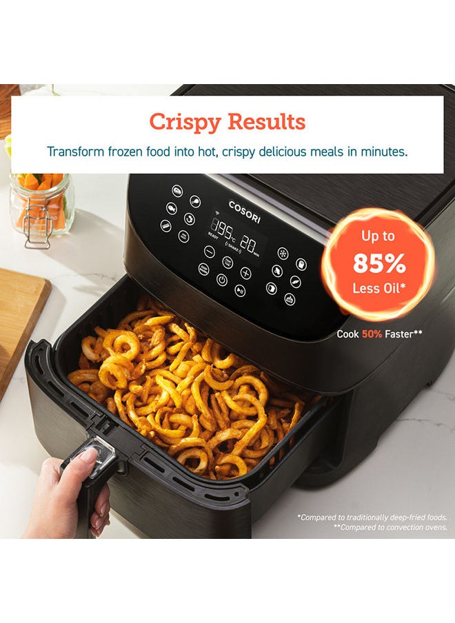 COSORI - Digital Smart Air Fryer CS158-AF-BLK Oven Combo 5.5L Max Xl Large Nonstick Basket Cooker One-LED Display with Touch Screen Dishwasher-Safe Square Design Basket with Free Recipes Cookbook, Black - Image 1
