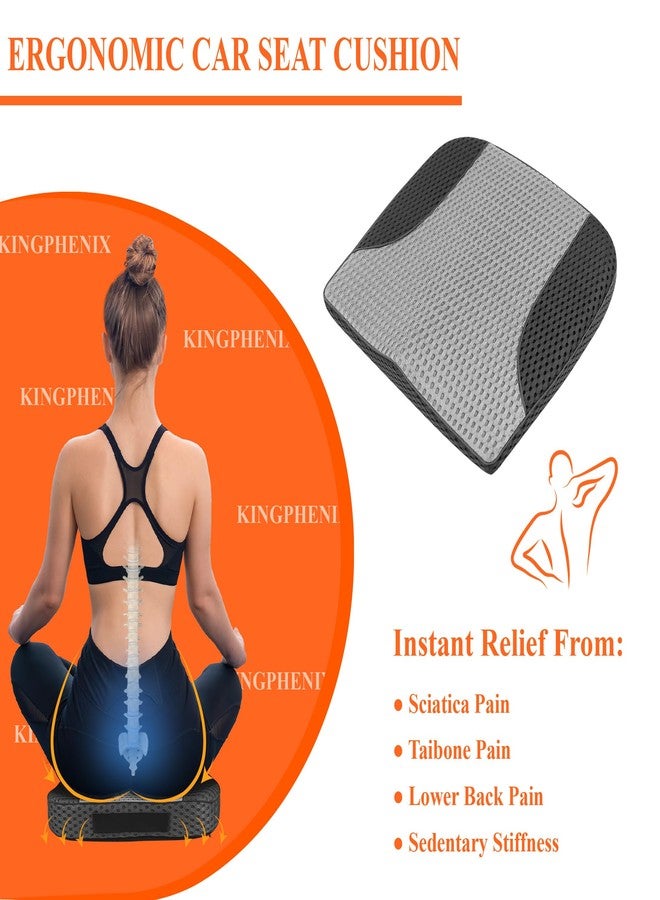 kingphenix Premium Car Seat Cushion, Memory Foam Driver Seat Cushion to Improve Driving View- Coccyx & Lower Back Pain Relief- Seat Cushion for Car, Truck, Office Chair - 4D Mesh - Gray&Black - Image 2