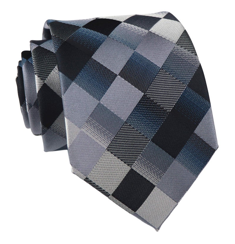 Ctskyte Men's Black Grey Ties Checks Luxury Unique Fancy Necktie Dad Father's Day Gifts - Image 1