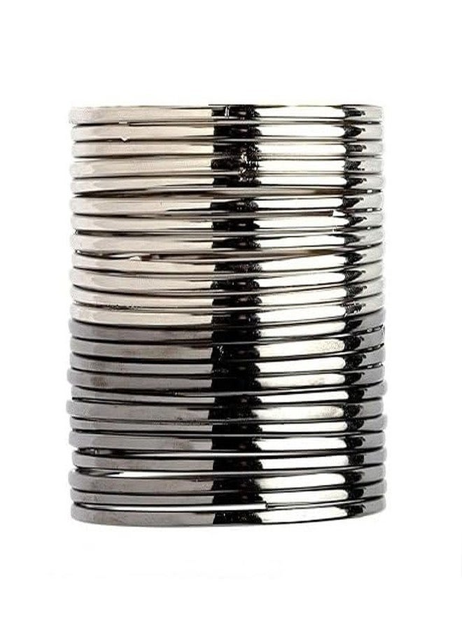 Honbon Traditional Metal Bangle Classic Slim Stacked Bangles Set Lightweight Churi Set Simple Plain Metal Ki Chudiya Latest Stylish Chudi Bracelets Kade Casual wear for Women & Girls Set of 24 (2.6) - Image 1