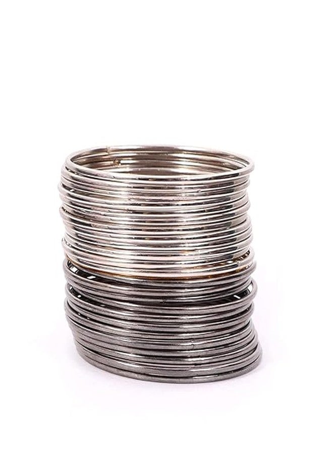 Honbon Traditional Metal Bangle Classic Slim Stacked Bangles Set Lightweight Churi Set Simple Plain Metal Ki Chudiya Latest Stylish Chudi Bracelets Kade Casual wear for Women & Girls Set of 24 (2.6) - Image 2