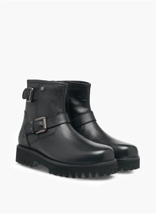 لي كوبر Men's Buckle Detail Chelsea Boots with Zip Closure