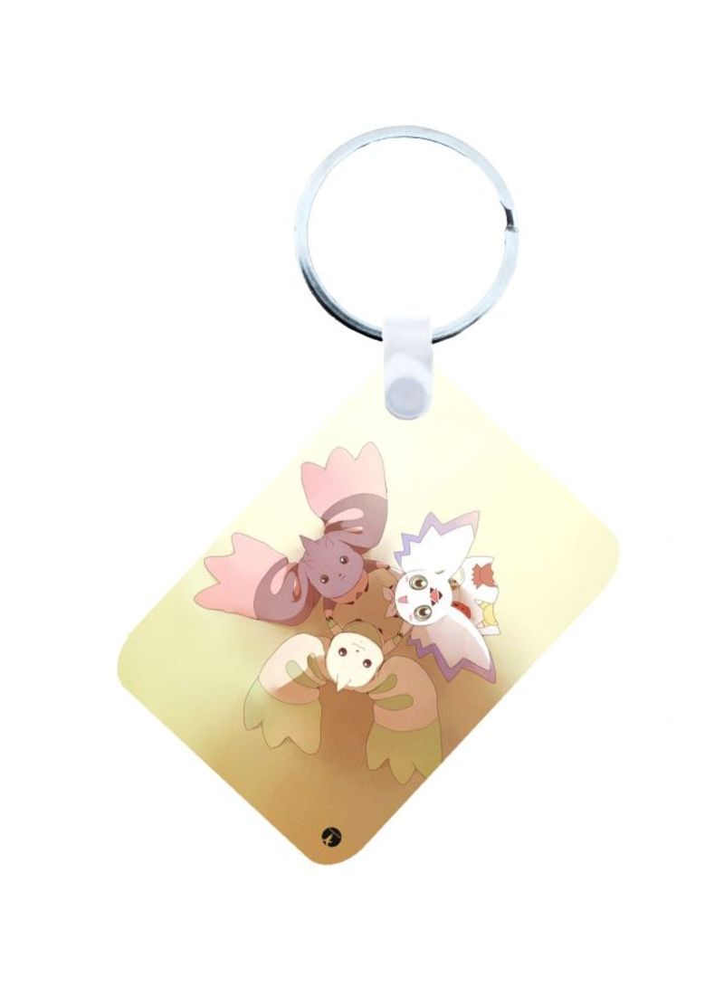 Anime Digimon Printed Keychain Beige/Brown/Green