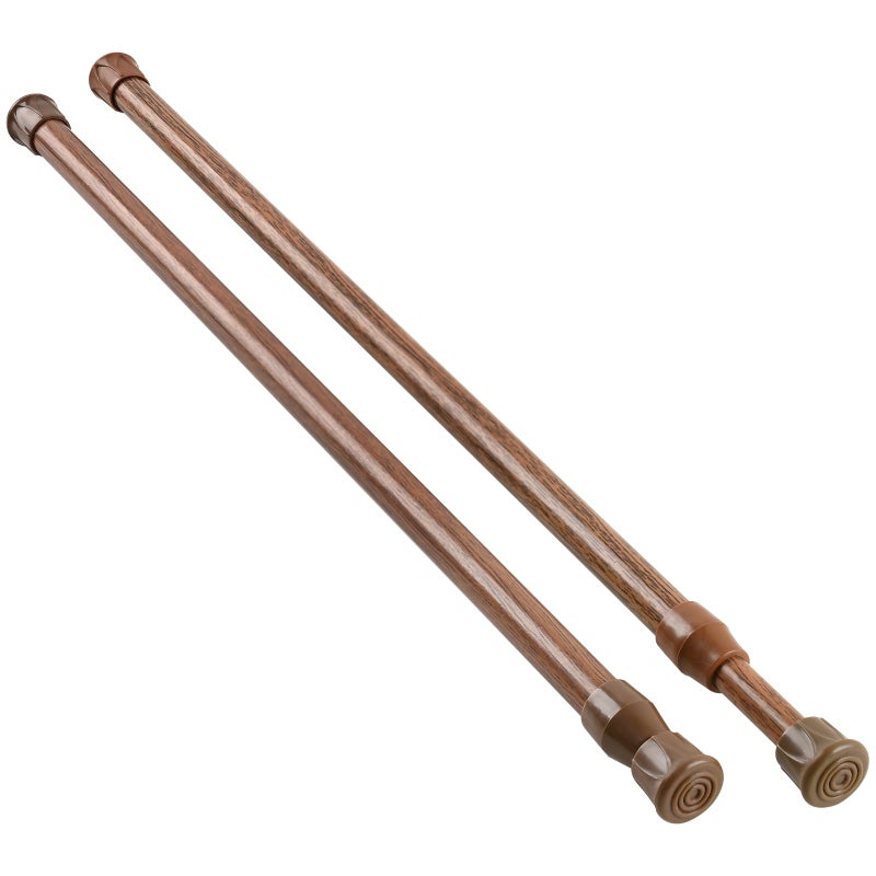 KXLIFE KXLIFE 2 Pack Small Spring Tension Curtain Rod 16 to 28 Inch Tension Rods No Drill for Window Cupboard ClosetOak 