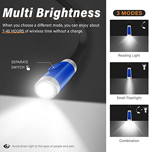 Vekkia Luminolite 3 Brightness Levels, 2 Flexible Soft Silicone Arms Comfortable Wear Rechargeable 4 Led Book Bright Neck Hug Light, Multicolor - Image 3