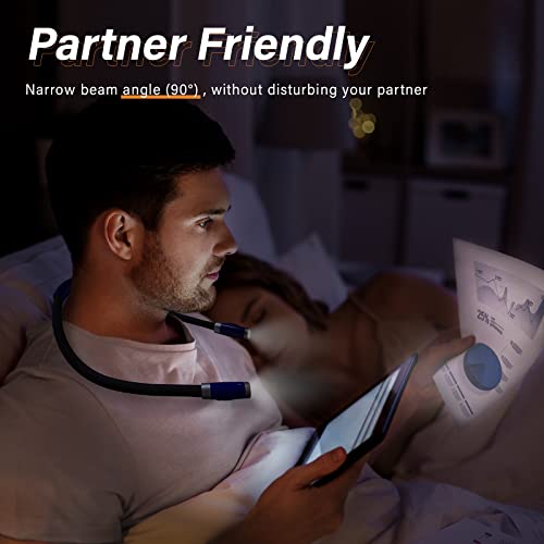 Vekkia Luminolite 3 Brightness Levels, 2 Flexible Soft Silicone Arms Comfortable Wear Rechargeable 4 Led Book Bright Neck Hug Light, Multicolor - Image 2