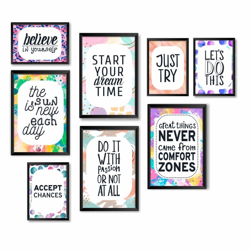 PAPER PLANE DESIGN framed posters large set of 8 life quotes B - Image 1