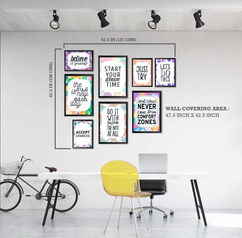 PAPER PLANE DESIGN framed posters large set of 8 life quotes B - Image 5