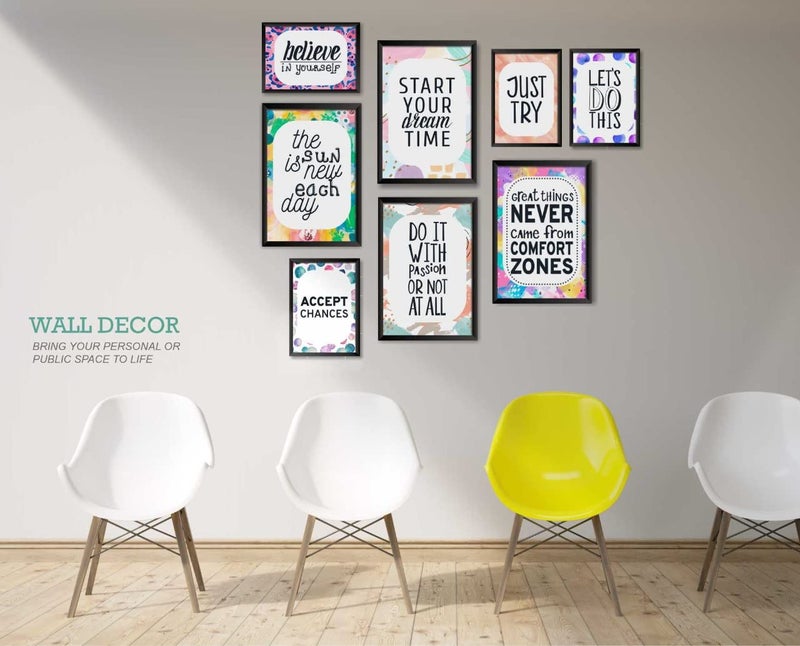 PAPER PLANE DESIGN framed posters large set of 8 life quotes B - Image 4