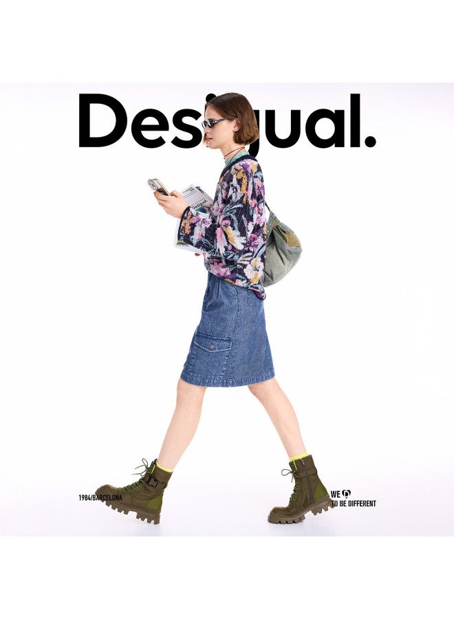 DESIGUAL 25 Autumn Winter New Wool Blend Floral Jacquard Long Sleeve Women'S Knitwear - Image 4