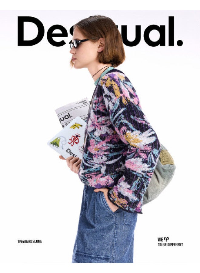 DESIGUAL 25 Autumn Winter New Wool Blend Floral Jacquard Long Sleeve Women'S Knitwear - Image 1