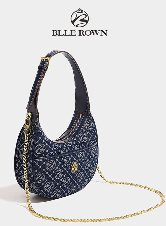 BLLE ROWN Vintage Classic Hobo Bag for Women, Elegant Shoulder Bag with Metal Chain Strap for Girls, Portable Commuter Bag For Business/Commute/Work/Office - Image 5