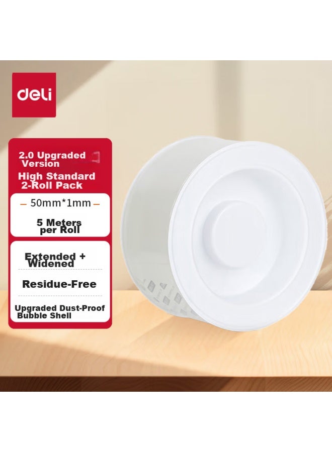 Deli Nano Tape, 50mm*3m, Strong Adhesive, Transparent, Traceless, Double-sided Tape, Nail-free, Upgraded Dust-proof Bubble Case, Reusable, Desheng Series, 2 Rolls, Jl590 - Image 1