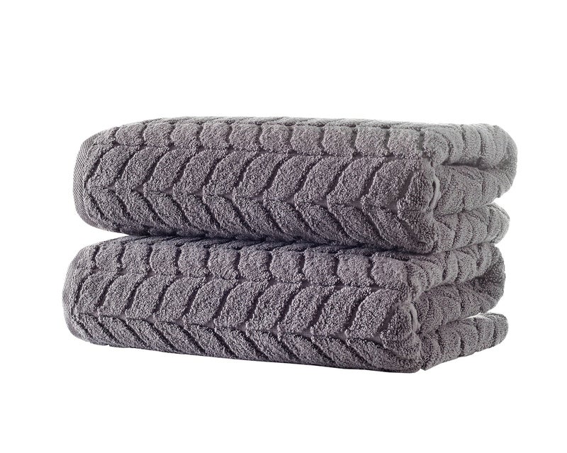 BAGNO MILANO Turkish Bath Towels Soft Plush Jacquard Luxury Bath Towels Quick Dry Towel Set Grey 2 pcs Bath Towel Set