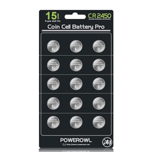 POWEROWL High Capacity CR2450 Battery (15-Pack) 3v Lithium Batteries, 10 Years Leak-Free, Long Lasting CR 2450 - Image 1