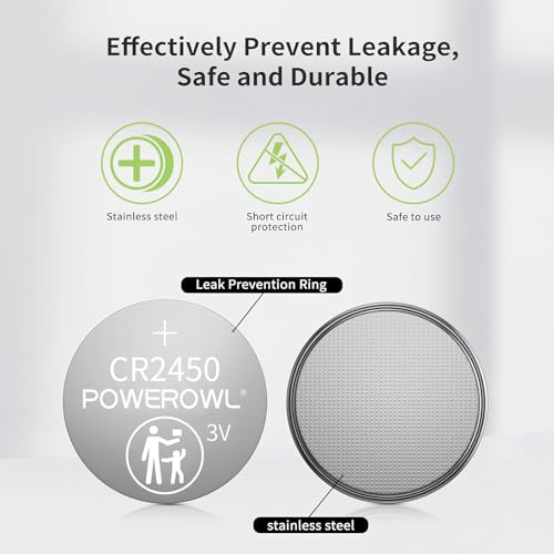 POWEROWL High Capacity CR2450 Battery (15-Pack) 3v Lithium Batteries, 10 Years Leak-Free, Long Lasting CR 2450 - Image 4