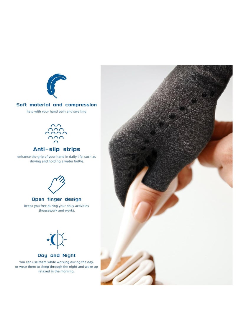Arthritis Compression Gloves Anti-Slip Open Finger, Hand Gloves for Hand Pain Relief Hand and Joint Support for Women Men
