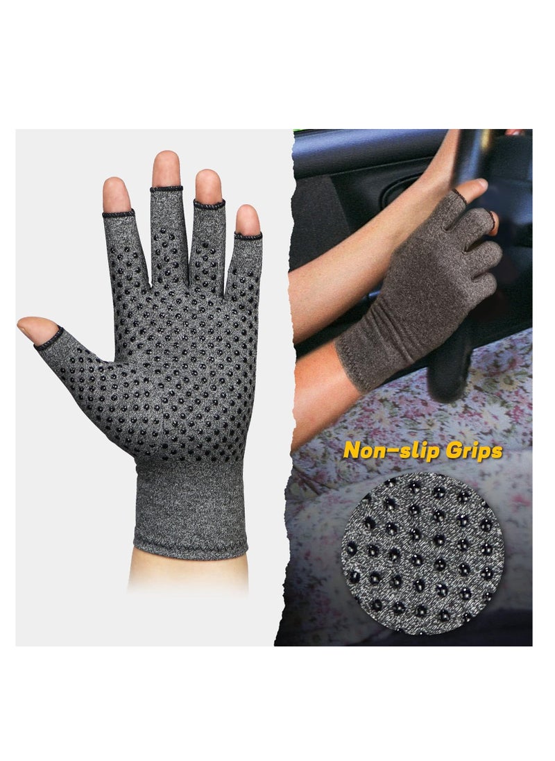 Arthritis Compression Gloves Anti-Slip Open Finger, Hand Gloves for Hand Pain Relief Hand and Joint Support for Women Men
