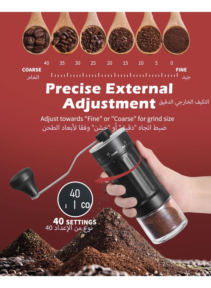 Kueh Portable Manual Coffee Grinder with 40 Adjustable Settings, 30g Capacity Hand-Crank Bean Mill, Compact Conical Burr Grinder for Espresso, Pour Over, French Press, Travel, Camping & Office Use - Image 2