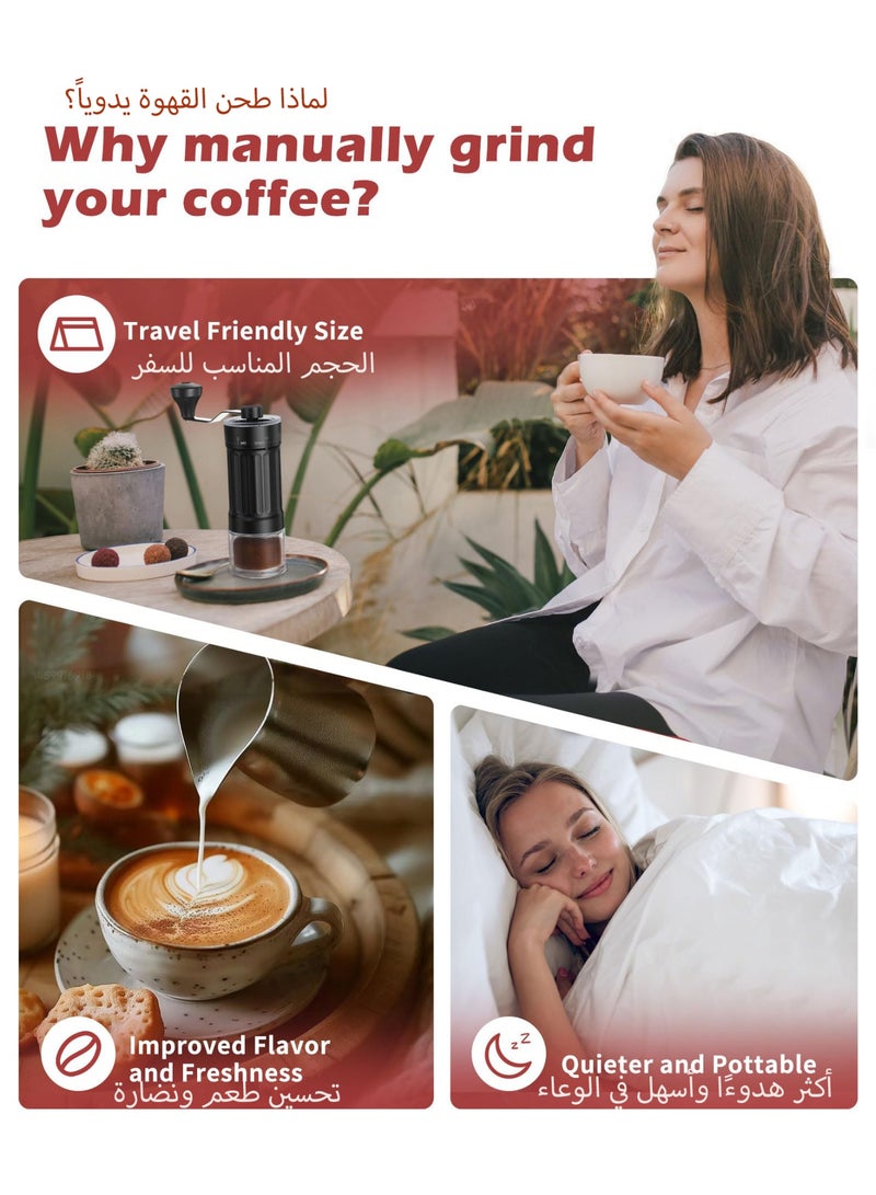 Kueh Portable Manual Coffee Grinder with 40 Adjustable Settings, 30g Capacity Hand-Crank Bean Mill, Compact Conical Burr Grinder for Espresso, Pour Over, French Press, Travel, Camping & Office Use - Image 4