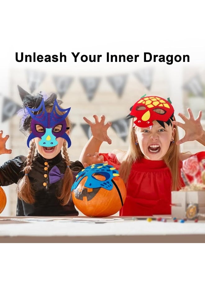 iROLEWIN - iROLEWIN 12 Pack Felt Dragon Masks for Kids Dinosaur Birthday Party Favors Decorations Chinese Dragon Costume Toys Gifts - Image 1