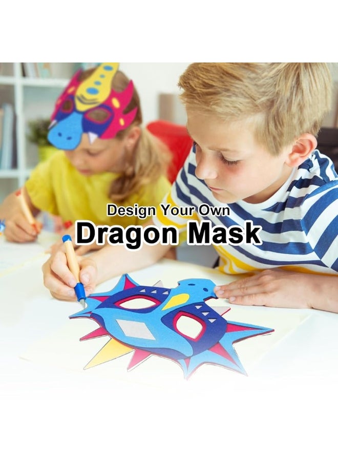iROLEWIN - iROLEWIN 12 Pack Felt Dragon Masks for Kids Dinosaur Birthday Party Favors Decorations Chinese Dragon Costume Toys Gifts - Image 1