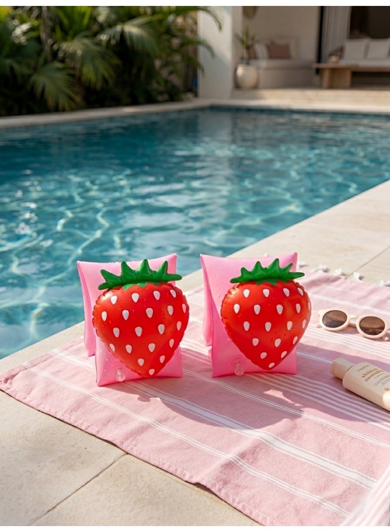 FLOBO 1 Pair Flobo Strawberry Inflatable Arm Bands for Kids (3-6 Years), Cute Swimming Floaties & Pool Water Wings, 25x15 cm - Image 4