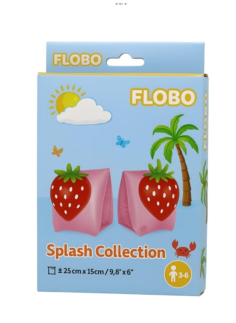 FLOBO 1 Pair Flobo Strawberry Inflatable Arm Bands for Kids (3-6 Years), Cute Swimming Floaties & Pool Water Wings, 25x15 cm - Image 5