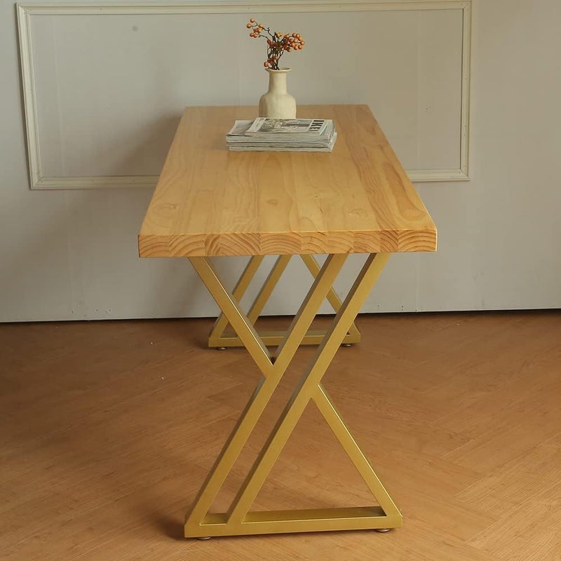 Dcloud Metal Metal Gold Table Legs Heavy Duty Square Iron Metal Desk Legs Set of 2 28 Height 17 Wide Furniture Legs Dining Table LegsIndustrial Table LegsOnly Legs Gold - Image 3