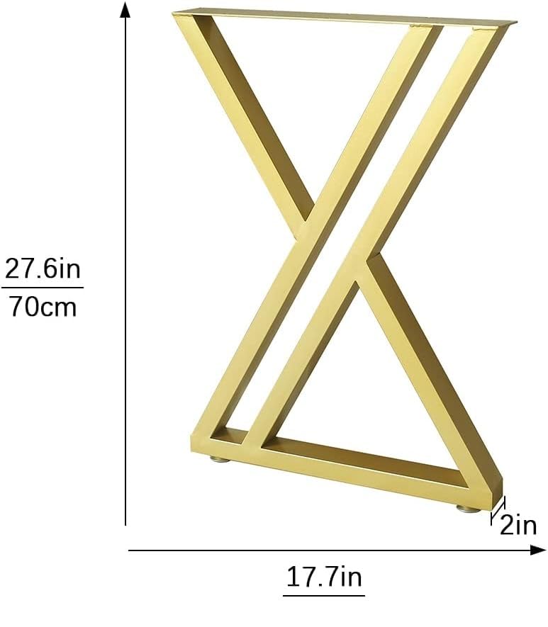 Dcloud Metal Metal Gold Table Legs Heavy Duty Square Iron Metal Desk Legs Set of 2 28 Height 17 Wide Furniture Legs Dining Table LegsIndustrial Table LegsOnly Legs Gold - Image 2