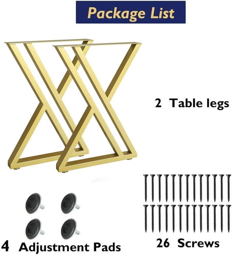 Dcloud Metal Metal Gold Table Legs Heavy Duty Square Iron Metal Desk Legs Set of 2 28 Height 17 Wide Furniture Legs Dining Table LegsIndustrial Table LegsOnly Legs Gold - Image 5