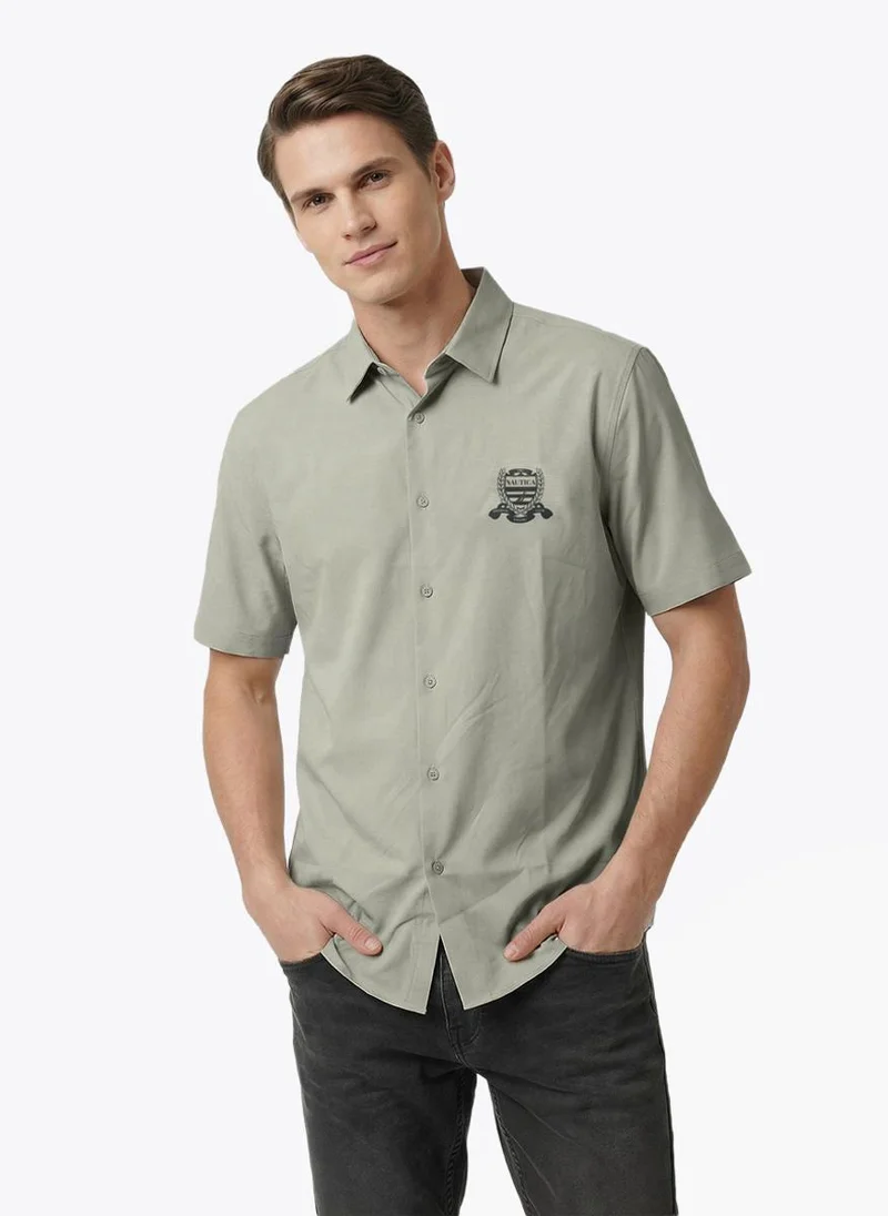 Men Regular Fit Short Sleeve Graphic Printed Casual Shirt for Workwear and Weekend Wear-White