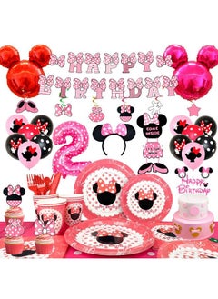 Minnie Mouse Party Supplies 2Nd Birthday126Pcs Minnie Mouse 2Nd Birthday Decorations&Tableware,Minnie Mouse Party Decor Balloons Banner Tablecloth Plates Cups Etc Minnie Mouse Birthday Party Supplies
