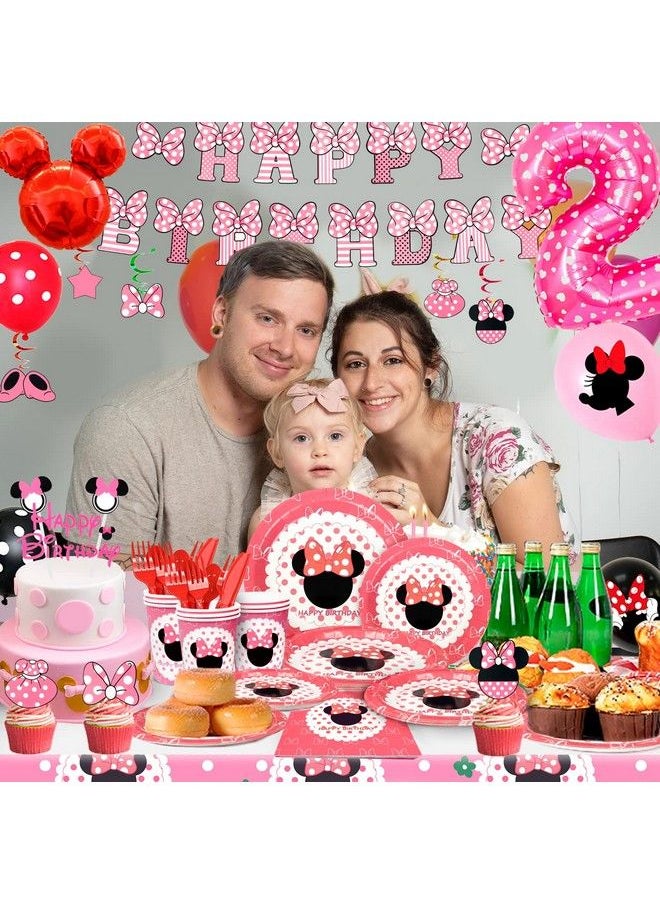 Generic - Minnie Mouse Party Supplies 2Nd Birthday126Pcs Minnie Mouse 2Nd Birthday Decorations&Tableware,Minnie Mouse Party Decor Balloons Banner Tablecloth Plates Cups Etc Minnie Mouse Birthday Party Supplies - Image 1