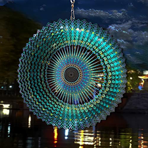 FONMY Wind Spinner Mandala Starry Sky 12 inch 3D Stainless Steel Laser Cut Metal Art Geometric Pattern - Hanging Wind Spinner, Kinetic Yard Art Decorations - Indoor/Outdoor Décor - Image 4